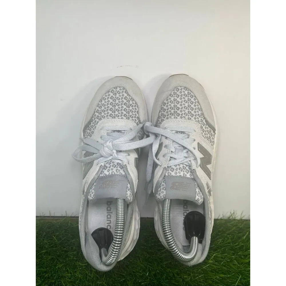 New Balance 574 Women’s Sneakers Gray Leopard Print Suede Casual Shoes Size 6.5